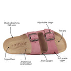 Minfot Moa Biosandaler Dame Semsket skinn Anatomisk 2-remmer Antikk Rosa