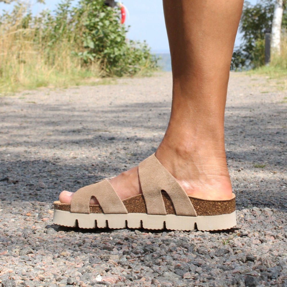 Minfot Upstep Lill Sandaler Dame Semsket Skinn Taupe