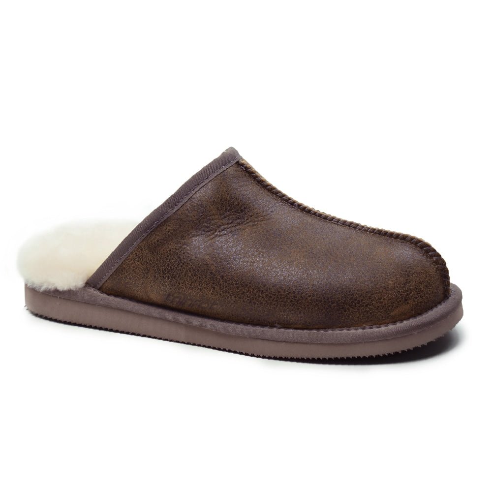 Minfot Saueskinntøfler Slip-on Orust med såle Waxed Stone