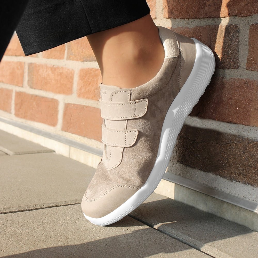 Minfot Way Sneaker Bred Stretch med Borrelåsband Beige
