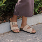 Minfot Moa Biosandaler Dame Mokka Anatomisk 2-stropper Beige