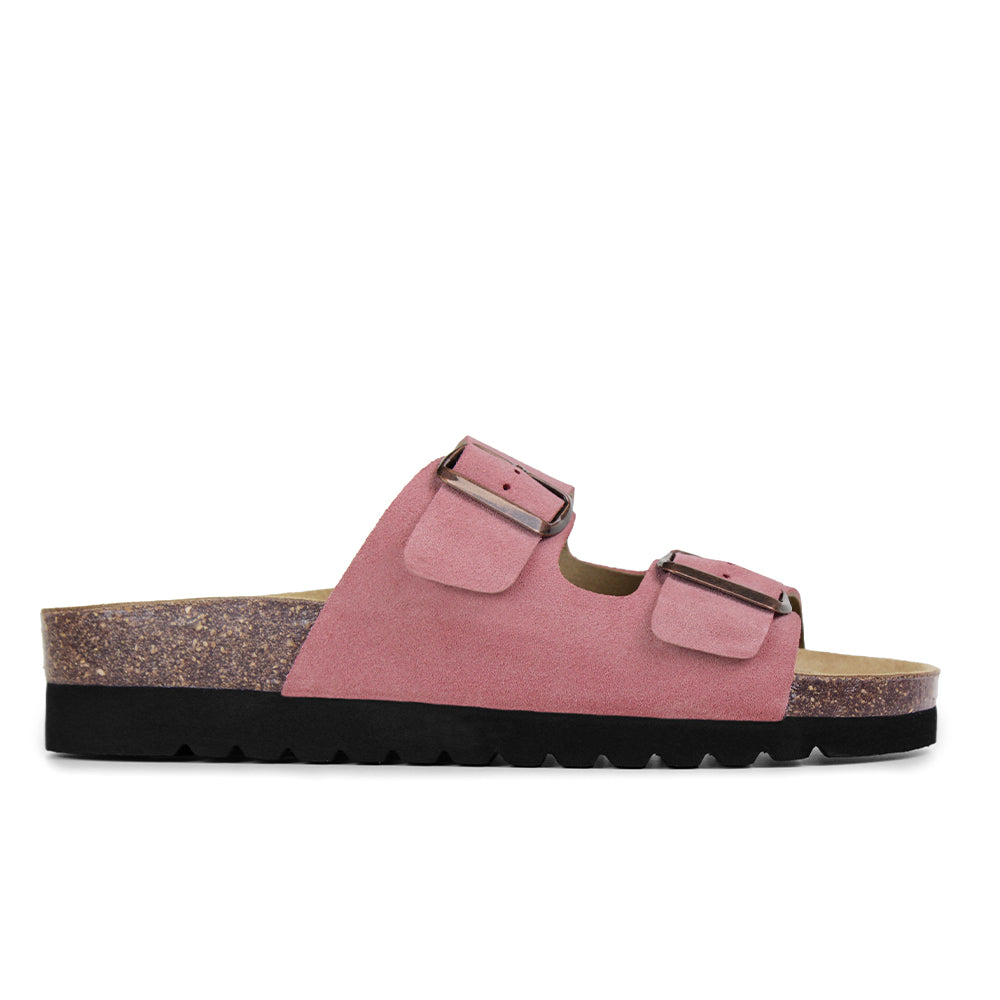 Minfot Moa Biosandaler Dame Semsket skinn Anatomisk 2-remmer Antikk Rosa