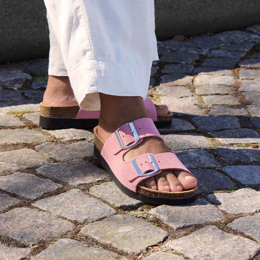 Minfot Moa Sandaler Dame Bio Semsket Skinn Antikk Rosa