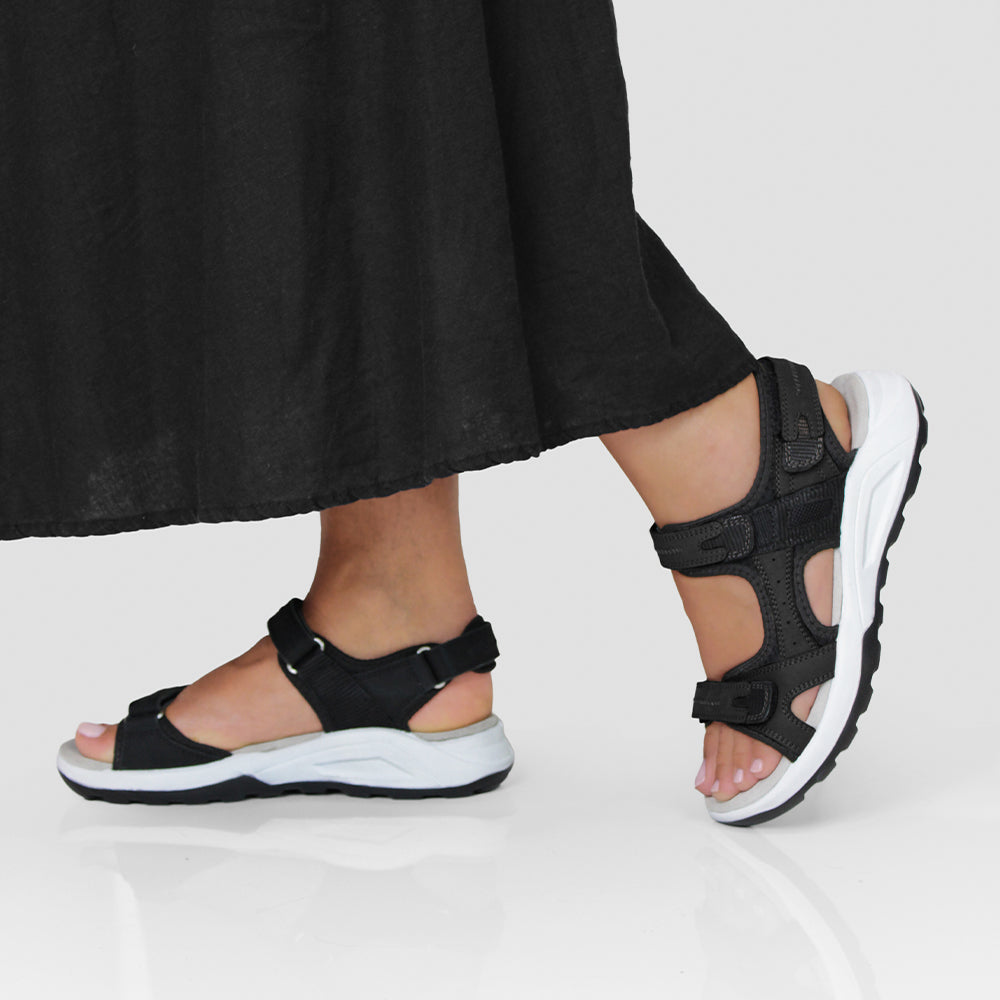 Minfot Nyhamn Sandaler Dame Nubuck Svart