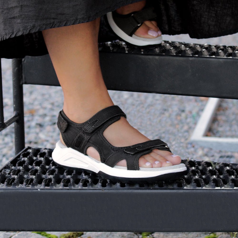 Minfot Nyhamn Sandaler Dame Nubuck Svart