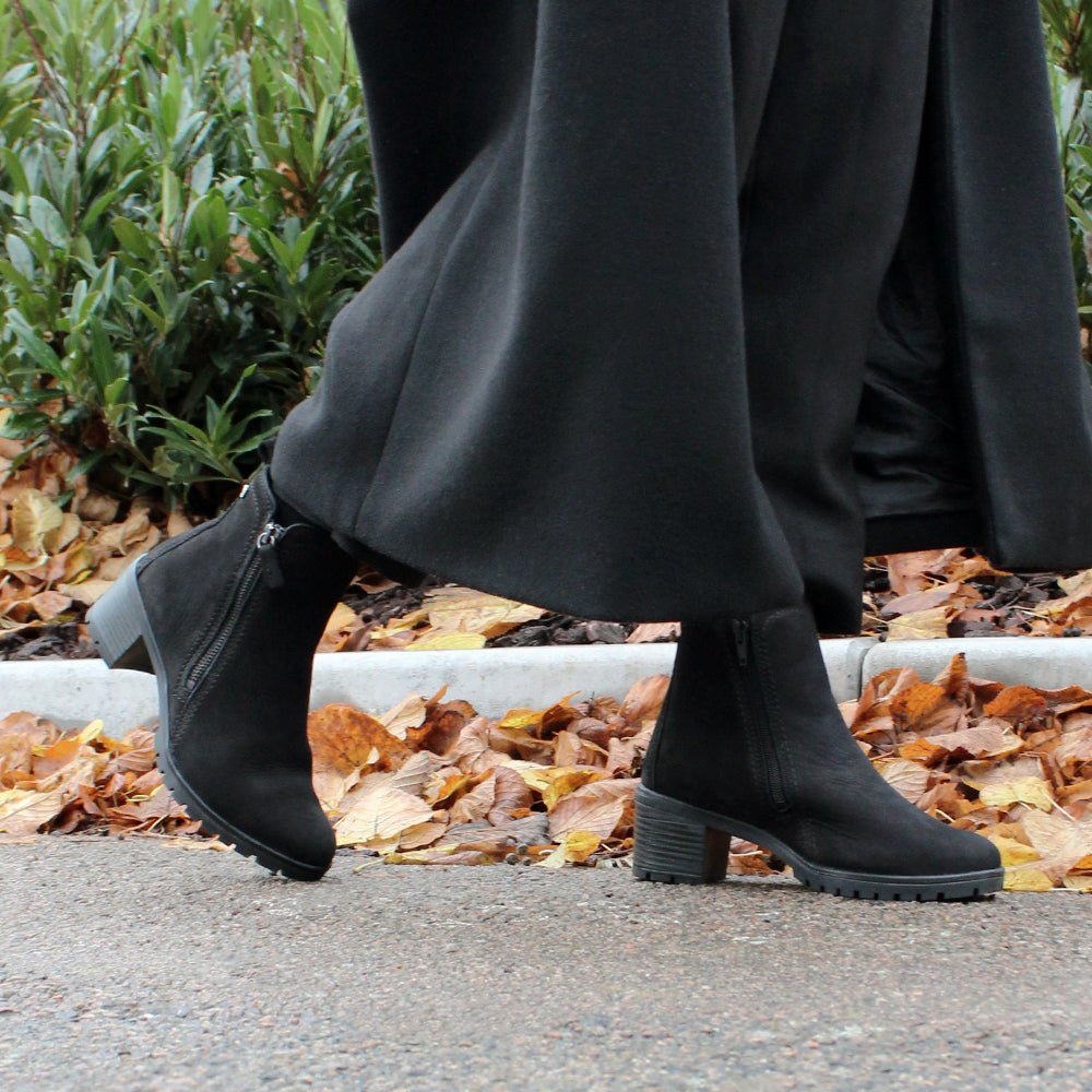 Produktbild 2 - Minfot Rue Boots med klack Dubbelzip Nubuck Svart