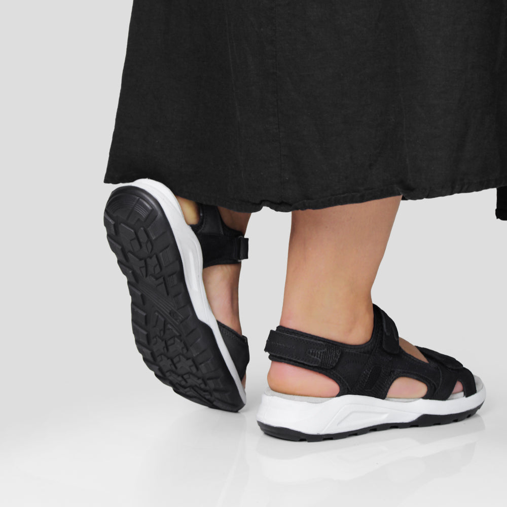 Minfot Nyhamn Sandaler Dame Nubuck Svart