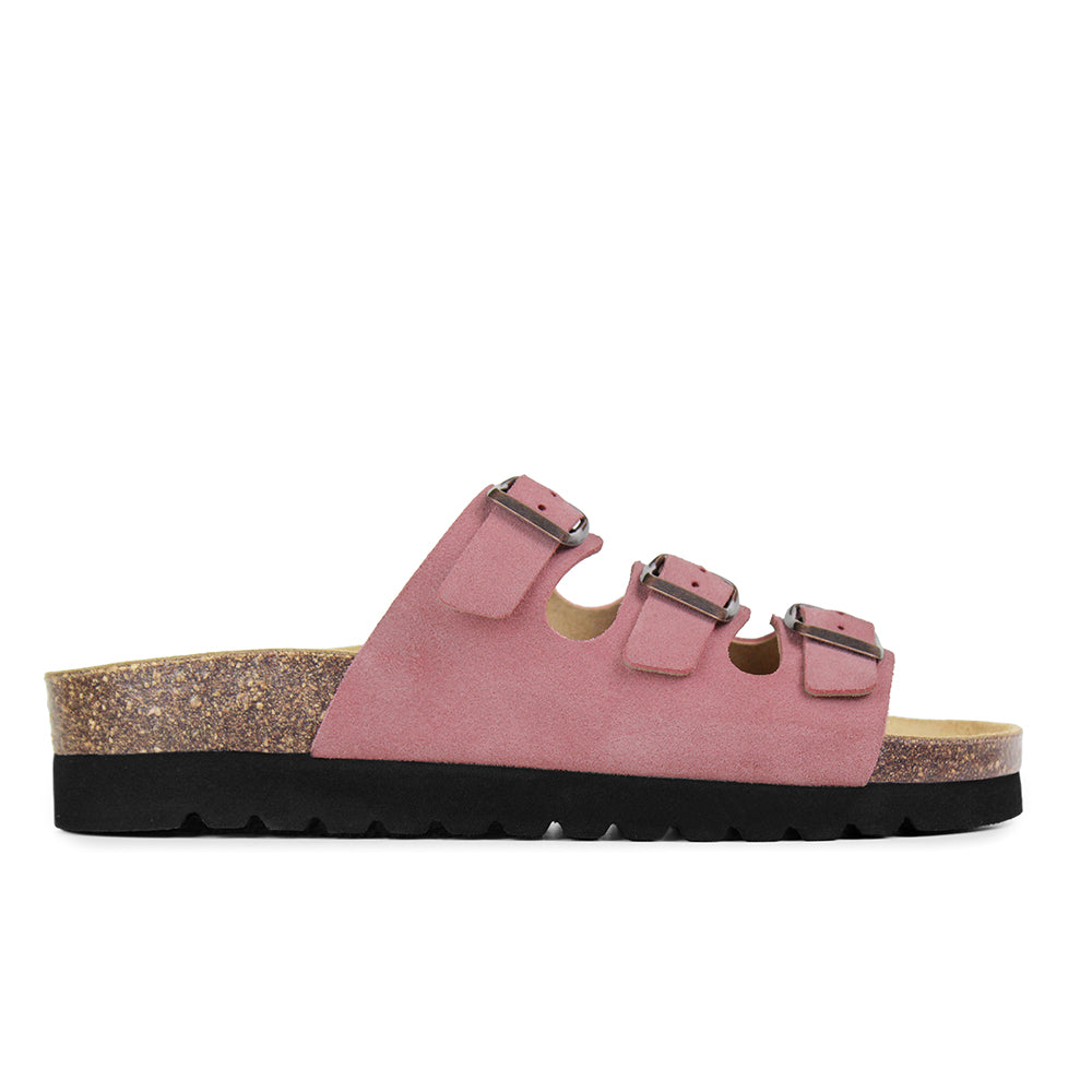 Minfot Lo Biosandaler Dame Mokka Anatomisk 3-stropper Rosa