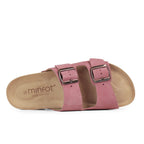 Minfot Moa Biosandaler Dame Semsket skinn Anatomisk 2-remmer Antikk Rosa