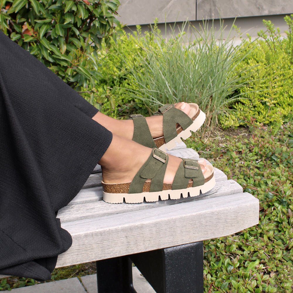 Minfot Upstep Lill Sandaler Dame Semsket Skinn Grønn