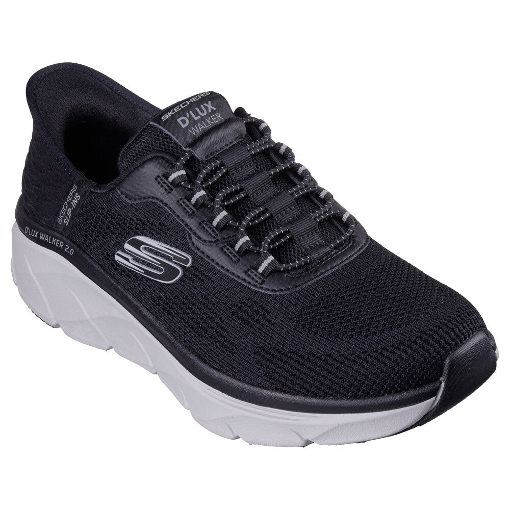Skechers Mens D Lux Walker 2.0 Slip-Ins Black Grey