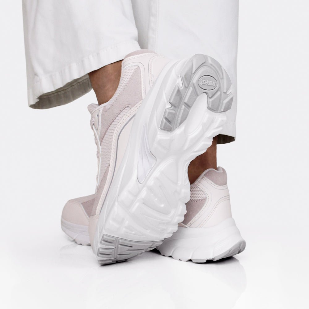 Minfot Joy Sneakers Dame Mesh Semsket skinn Rosa