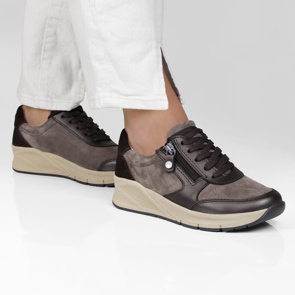 Minfot Vei Sneaker Stretch Nubuck Taupe Oxid