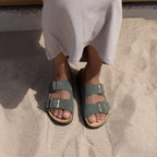 Minfot Moa Sandaler Dame Bio Semsket Skinn Grønn