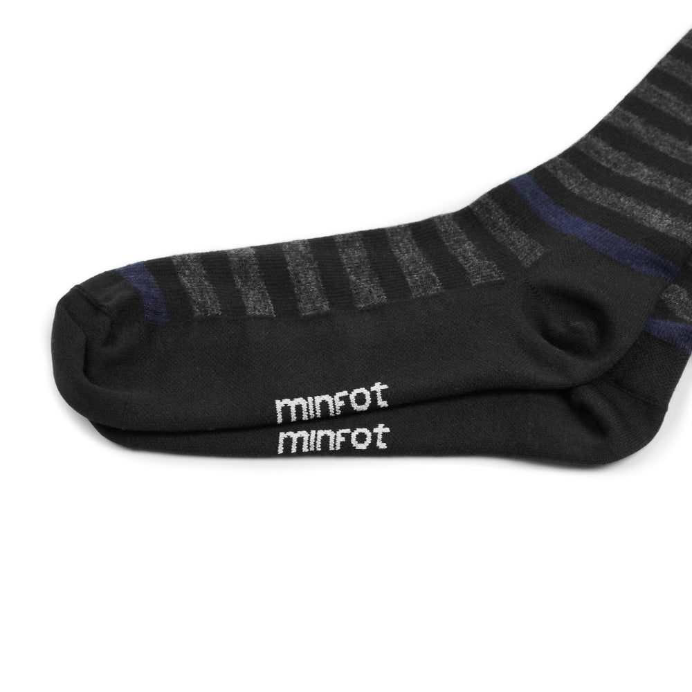 Minfot Støttestrømper Merinoull Stripet Svart Grå Navy 1-pk