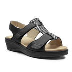 Suave Marilyn Sandal Dame Ekstra Bred Skinn Svart