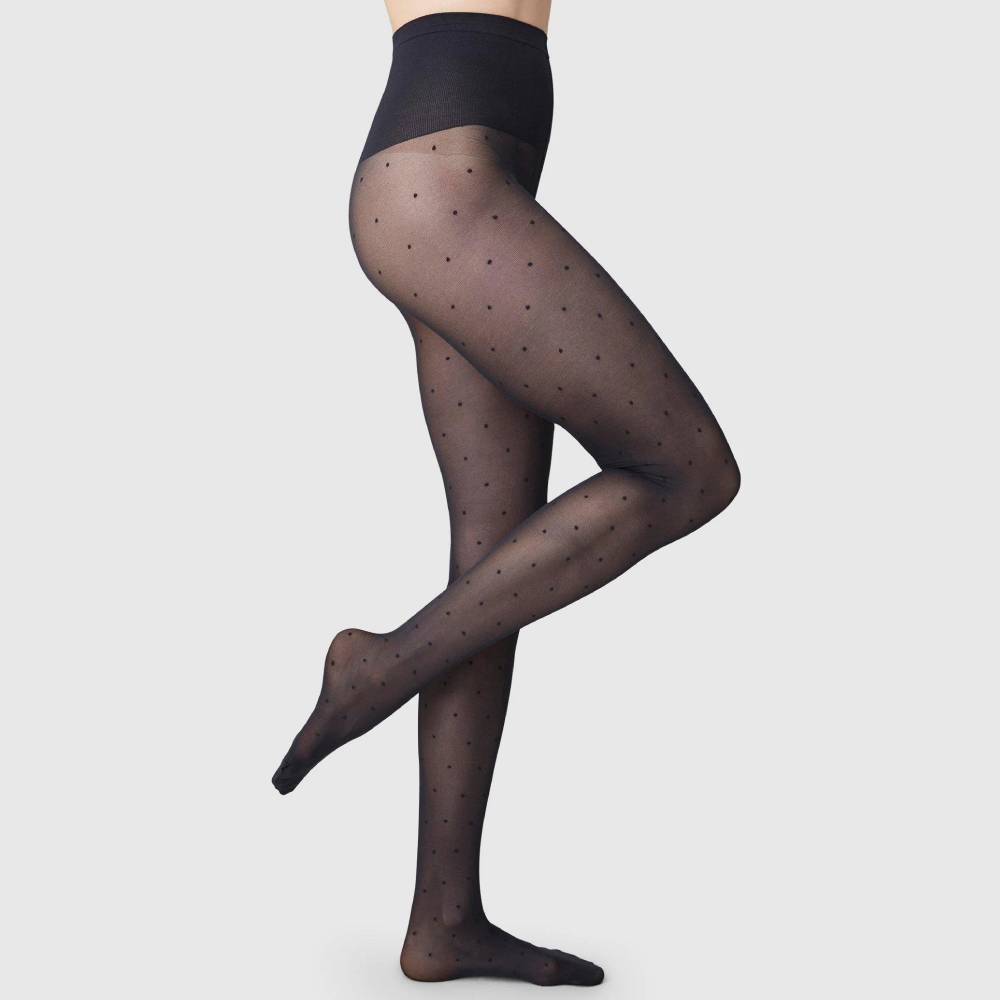 Swedish Stockings Strømpebukser Doris Dots Prikker 40 DEN Svart