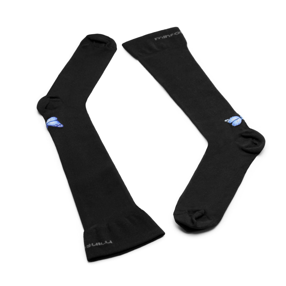 Svarta-stodstrumpor-fjaril-Minfot-nylon-forstarkta-ta-hal