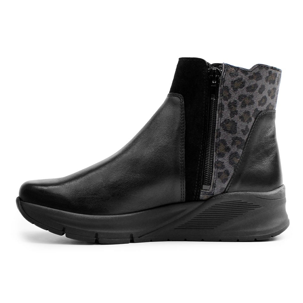 Minfot Zon Chelsea boots med zip Stretch Skinn Svart Leopard
