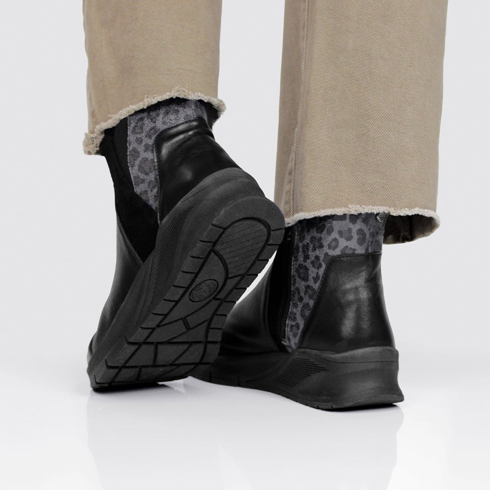 Minfot Zon Chelsea boots med zip Stretch Skinn Svart Leopard