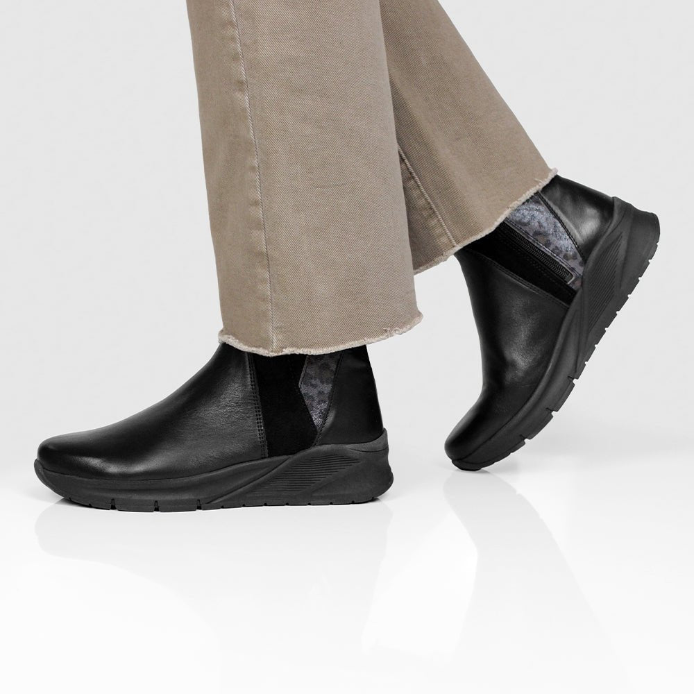 Produktbild 12 - Minfot Zon Chelsea boots med zip Stretch Skinn Svart Leopard