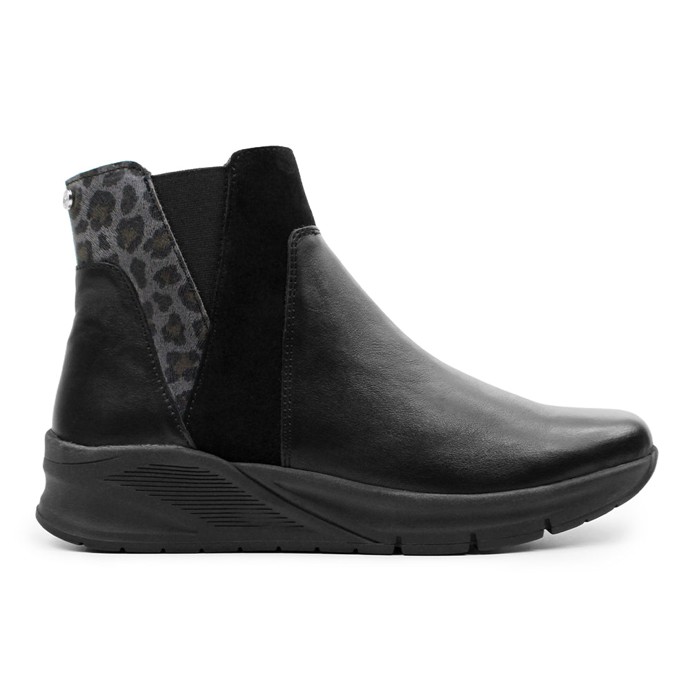 Minfot Zon Chelsea boots med zip Stretch Skinn Svart Leopard