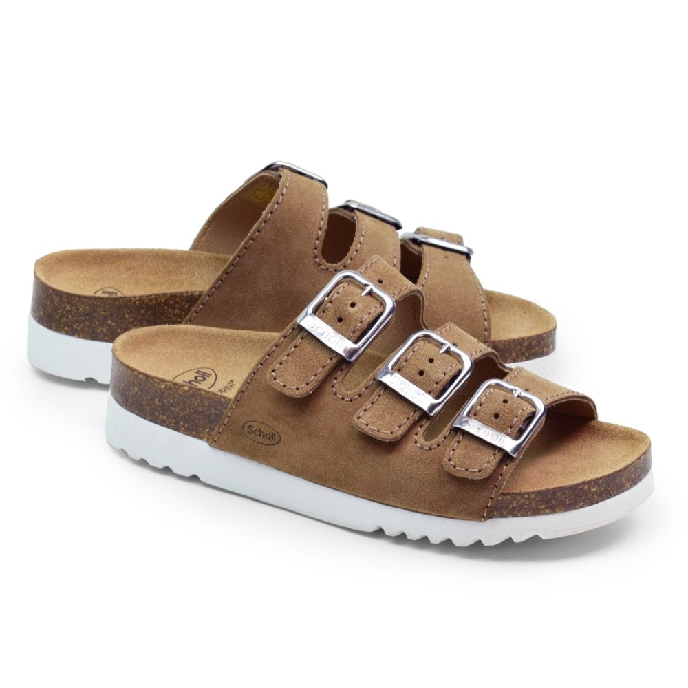 Scholl Sandal Dame Semsket skinn Lysebrun