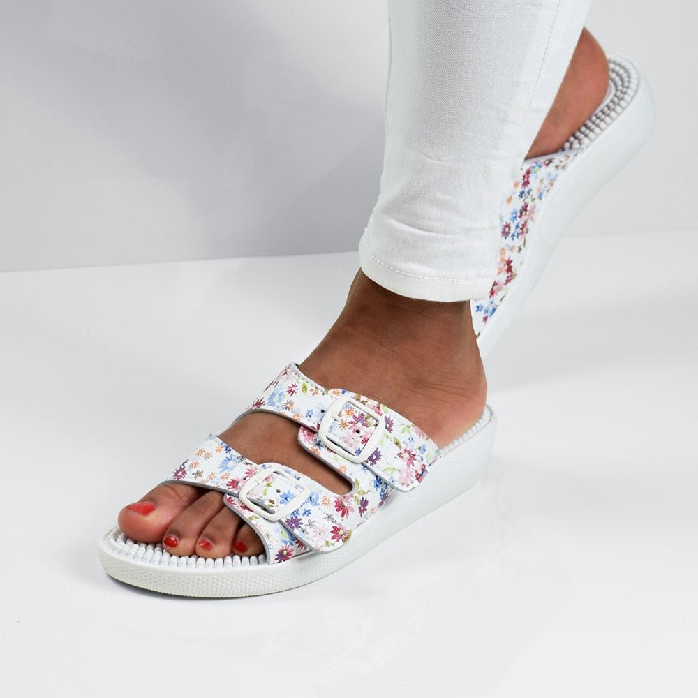 Minfot Massasje Sandaler Blomstret Hvit