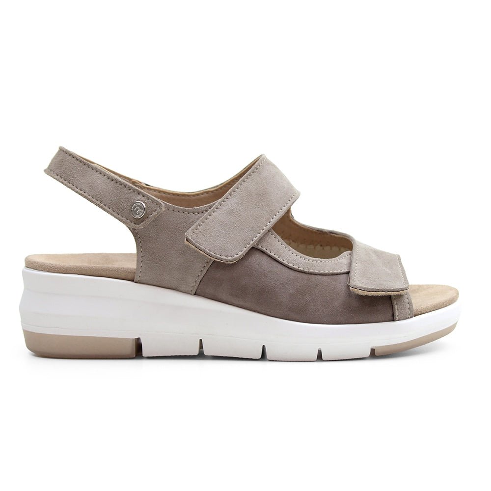 Minfot Sandal Komfort Bea Hælrem Stretch Semsket skinn Beige