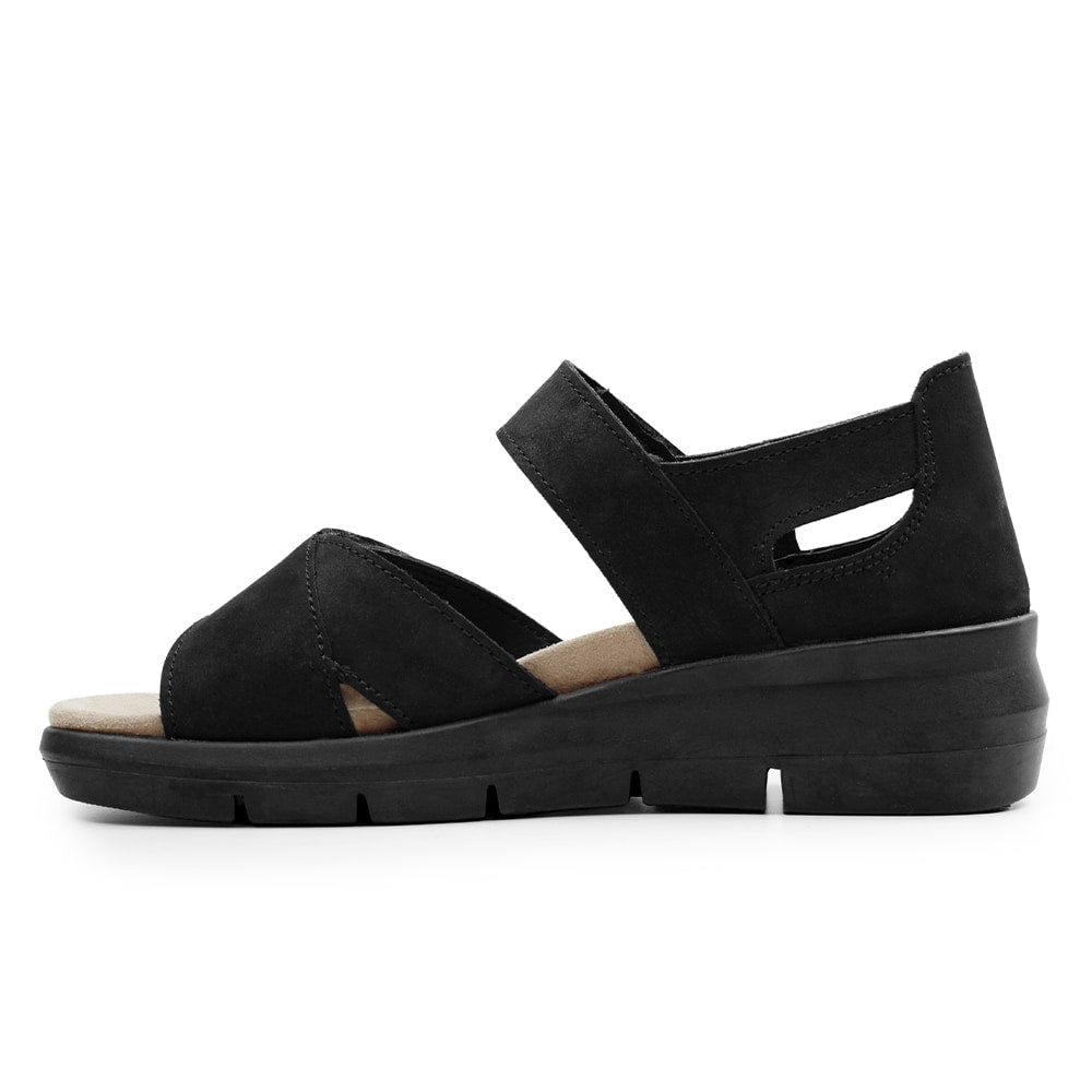 Minfot Sandal Komfort Mia med Hælkappe Nubuck Svart