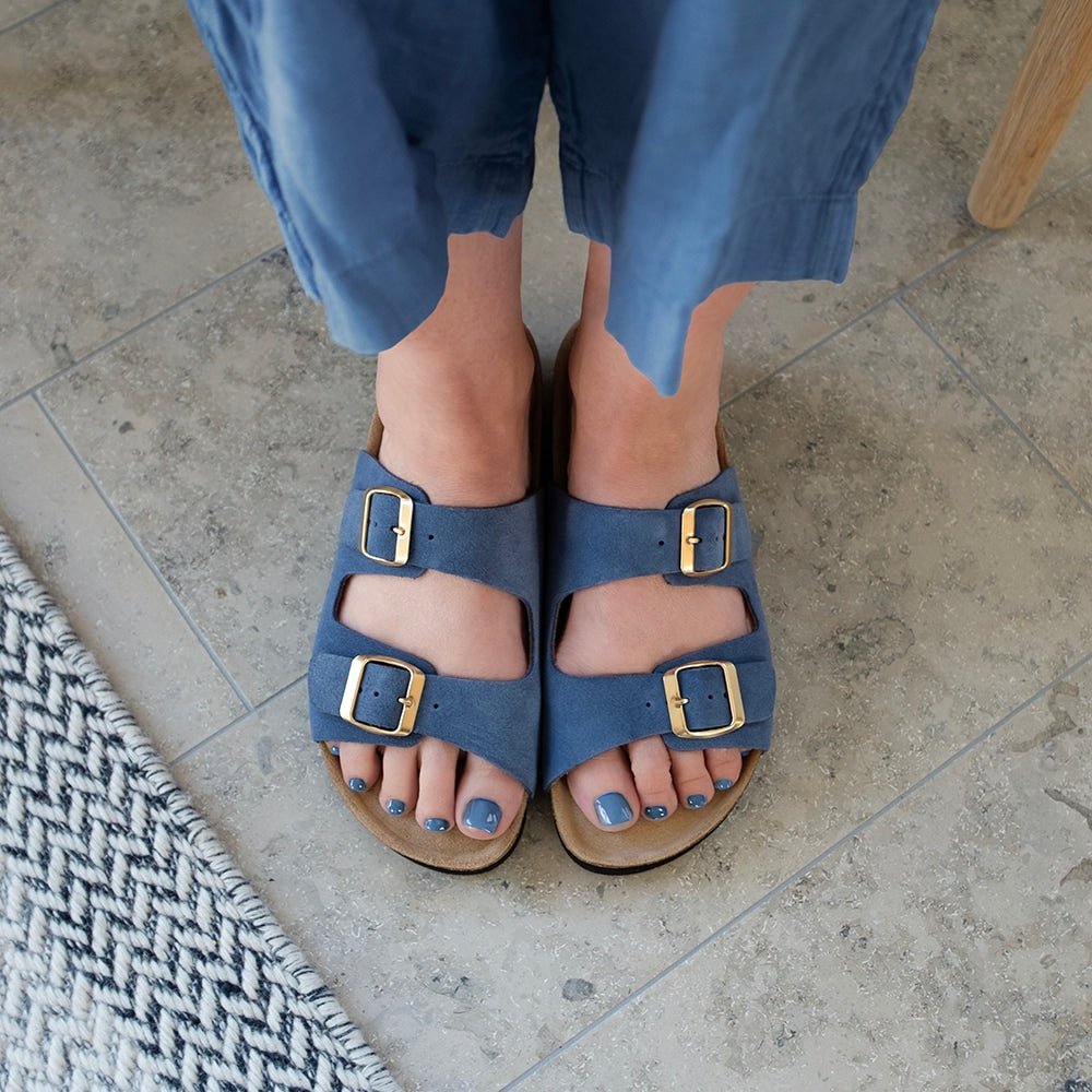 Minfot Moa Sandaler Dame Myk Bio Semsket Skinn Indigoblå