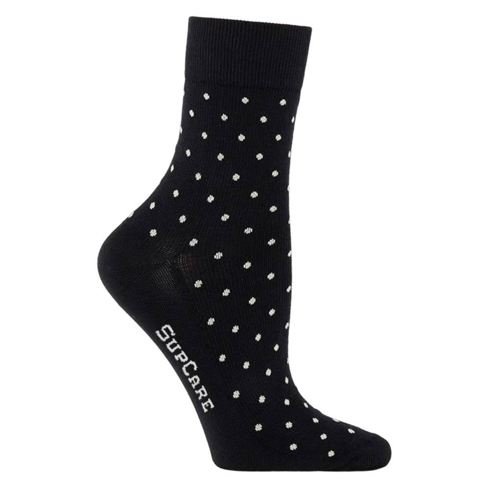 SupCare Ankelstøttestrømper Bomull Svart Prikker