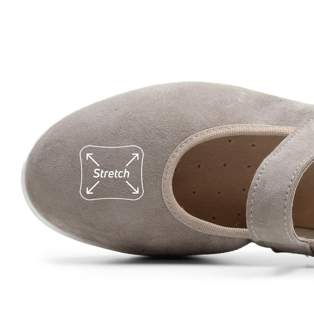 Minfot Ballerinasko med rem Joyce Stretch Nubuck Stone