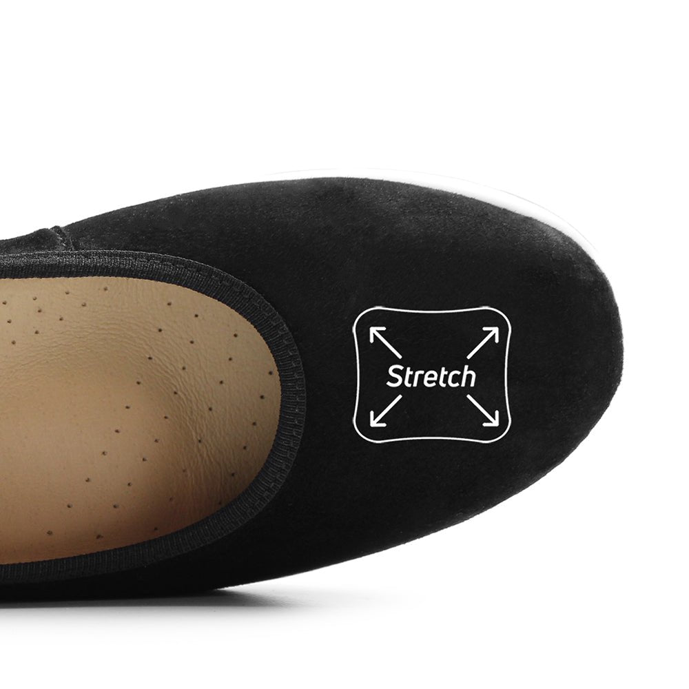 Minfot Ballerinasko Joyce Dame Stretch Nubuck Svart