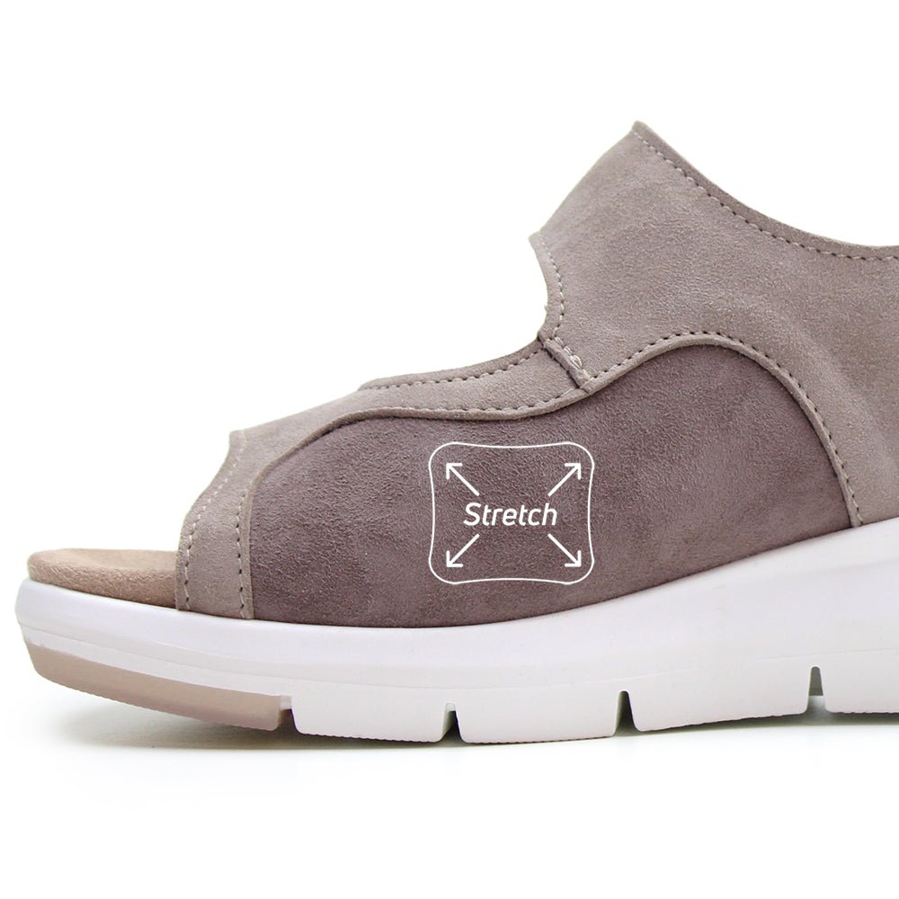 Minfot Sandal Komfort Bea Hælrem Stretch Semsket skinn Beige