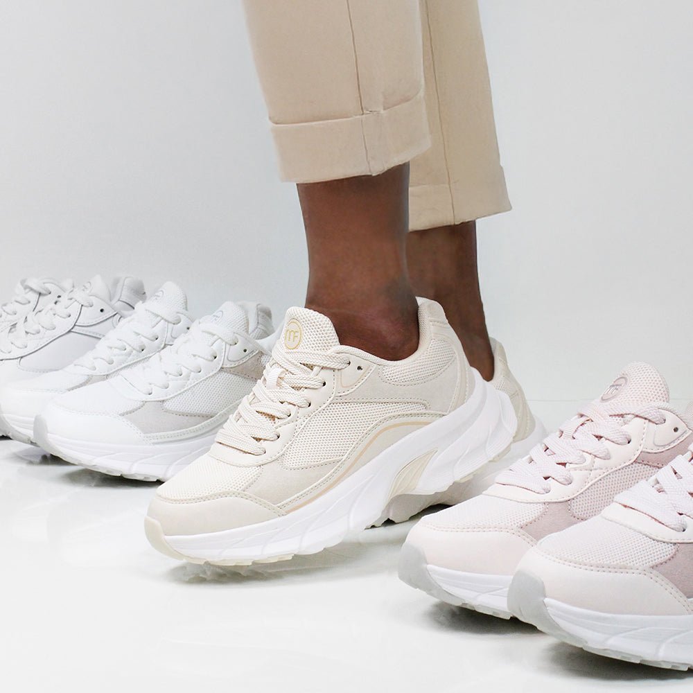 Minfot Joy Sneakers Dame Mesh Semsket skinn Sand