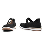 Minfot Ballerinasko med rem Joyce Dame Stretch Nubuck Svart