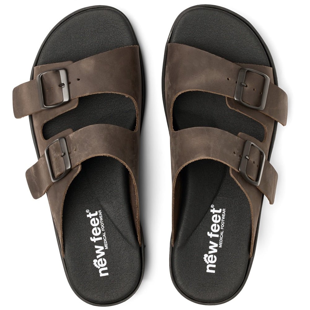 New Feet Connie Brede Sandaler Unisex Oljat Lær Brun