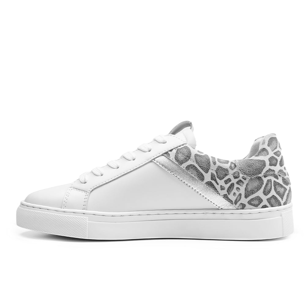 Minfot Comfort Sneakers Dame Skinn Leopard Hvit