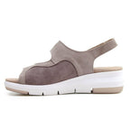 Minfot Sandal Komfort Bea Hælrem Stretch Semsket skinn Beige