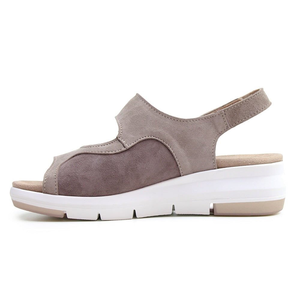 Minfot Sandal Komfort Bea Hælrem Stretch Semsket skinn Beige