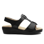 Suave Marilyn Sandal Dame Ekstra Bred Skinn Svart
