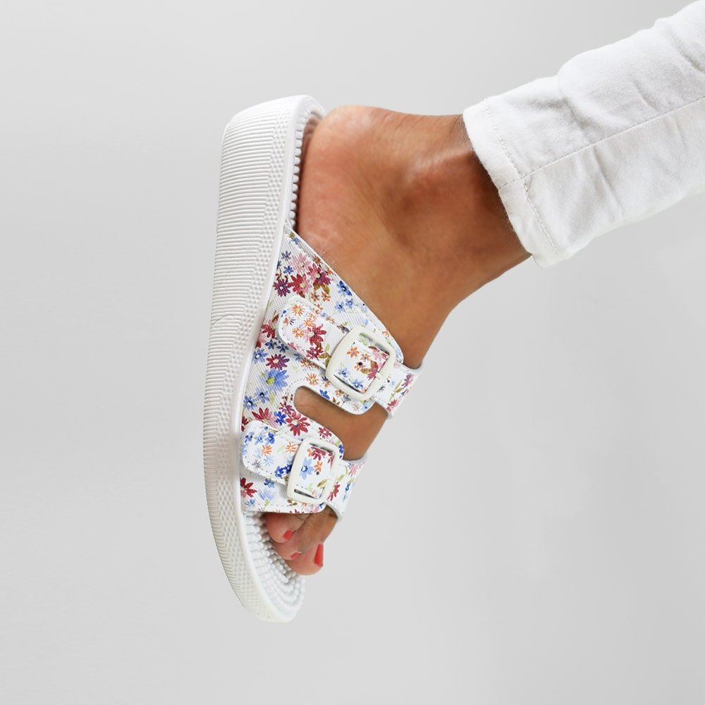 Minfot Massasje Sandaler Blomstret Hvit