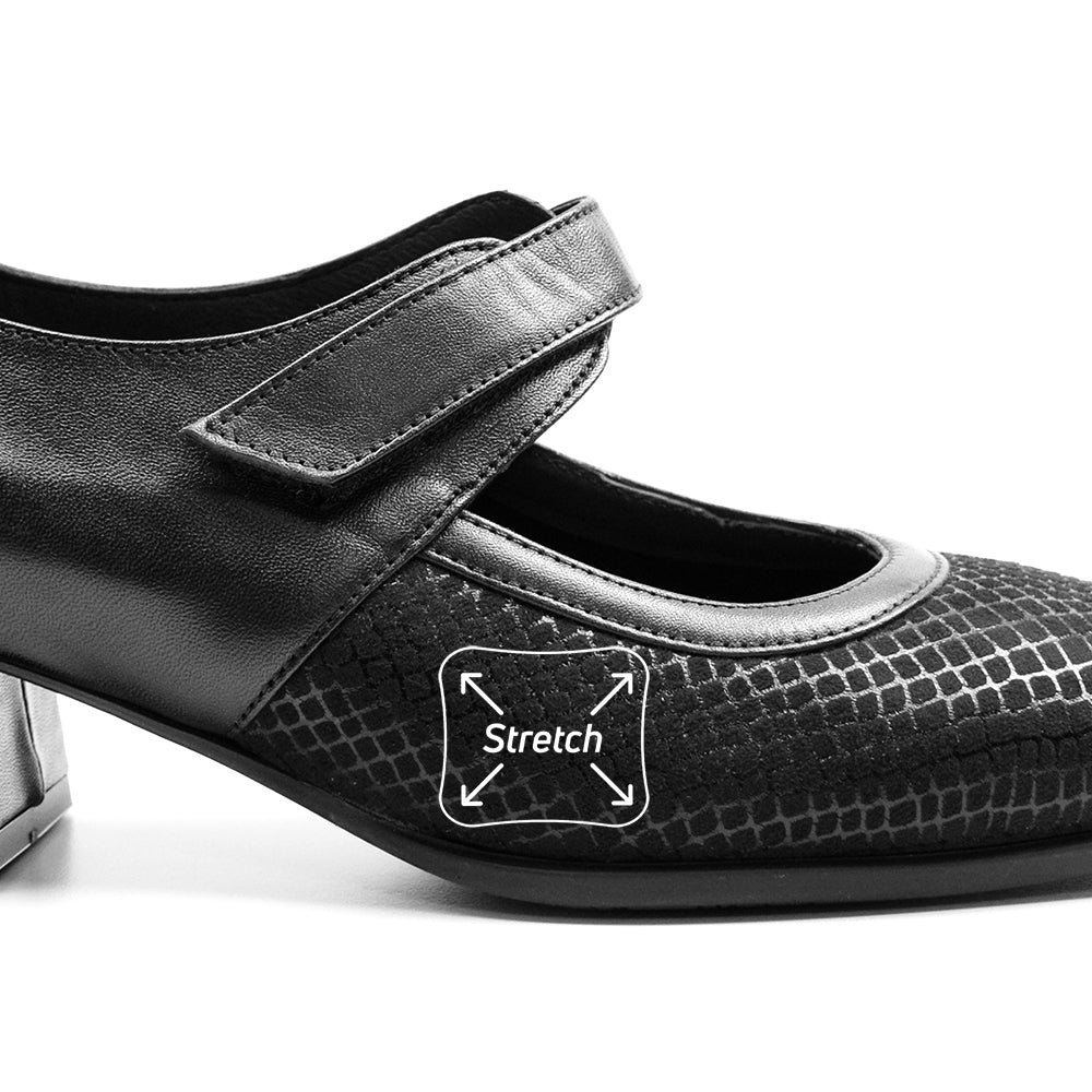 Produktbild 4 - Minfot Stina Dame Finsko med Klack Stretch Svart