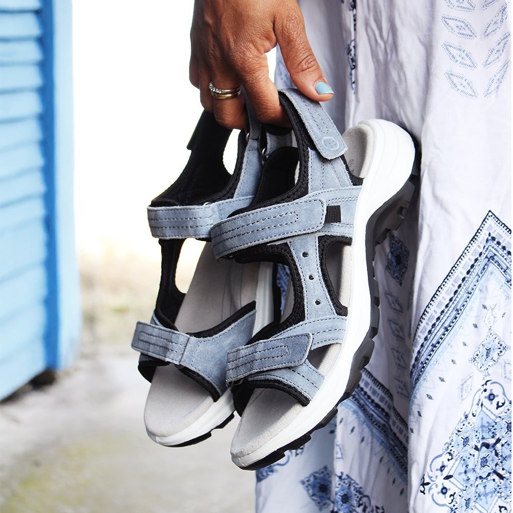 Minfot Sandaler Sandhamn Dame Semsket skinn Dueblå