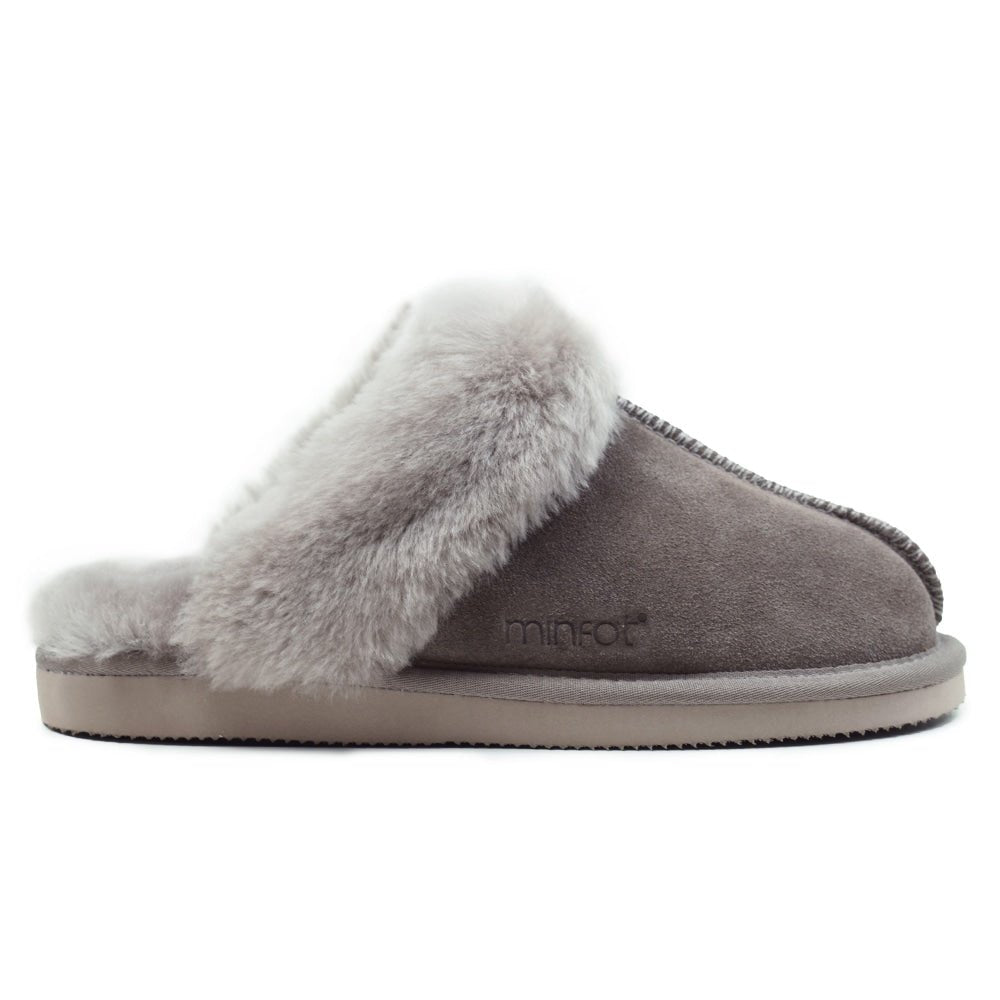 Produktbild 3 - Minfot Fårskinnstofflor Slip-on Duved med sula Stone