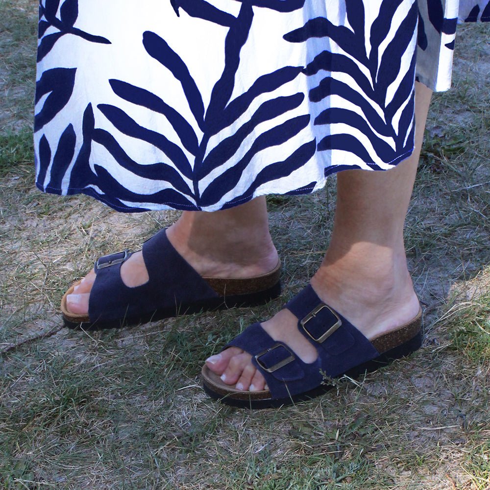 Minfot Moa Sandaler Dame Myk Bio Semsket Skinn Navy