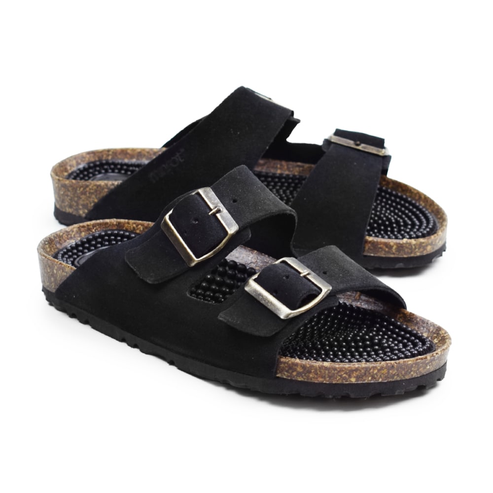 Minfot Massasje Sandaler Bio Semsket skinn Svart