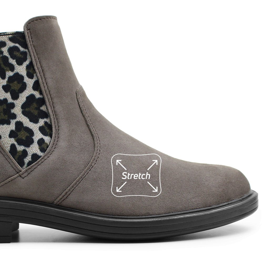 Minfot Bou Chelsea Boots Dame Stretch Nubuck Stone Leopard