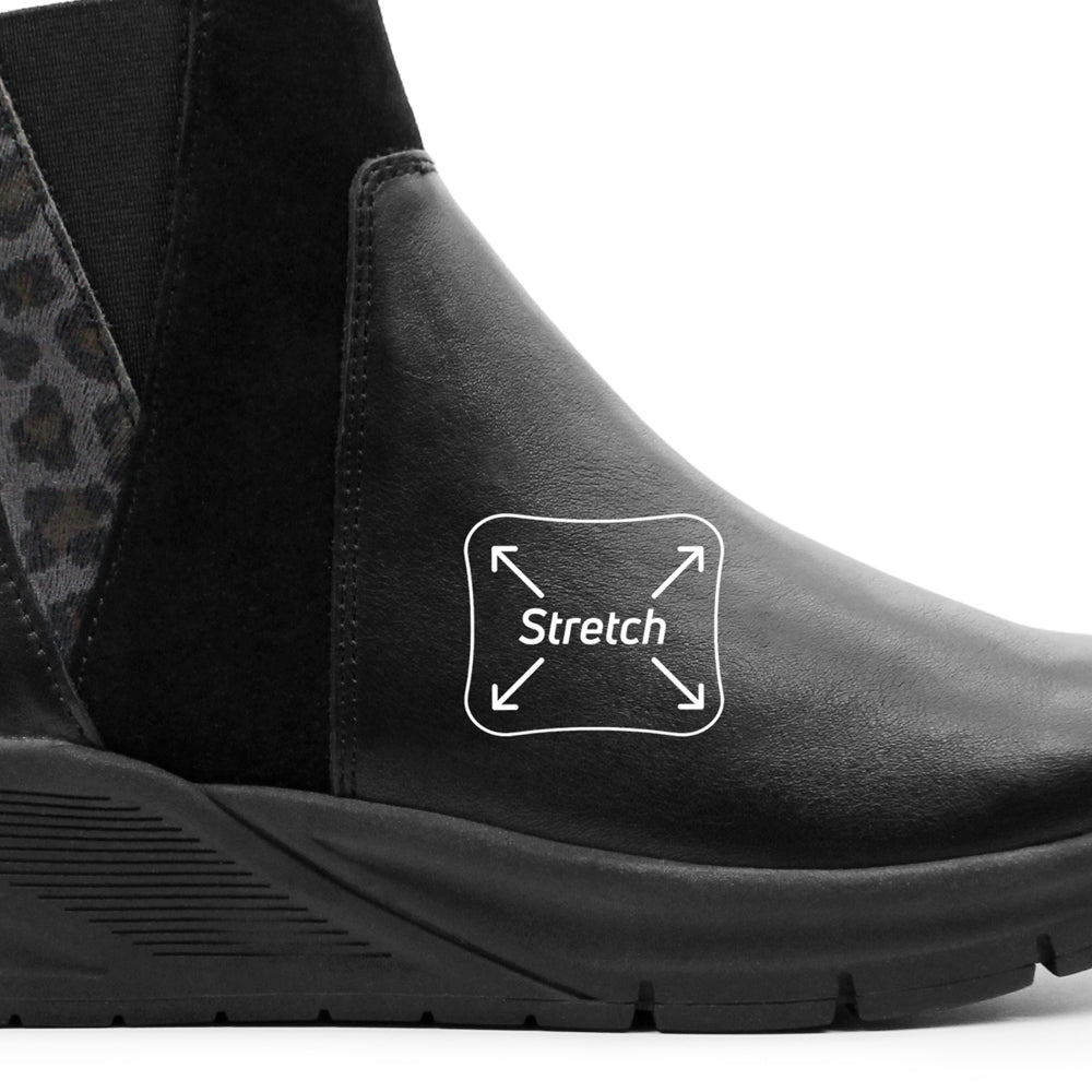 Produktbild 4 - Minfot Zon Chelsea boots med zip Stretch Skinn Svart Leopard